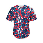 Blue Red And White Digital Camo Print Men's Baseball Jersey