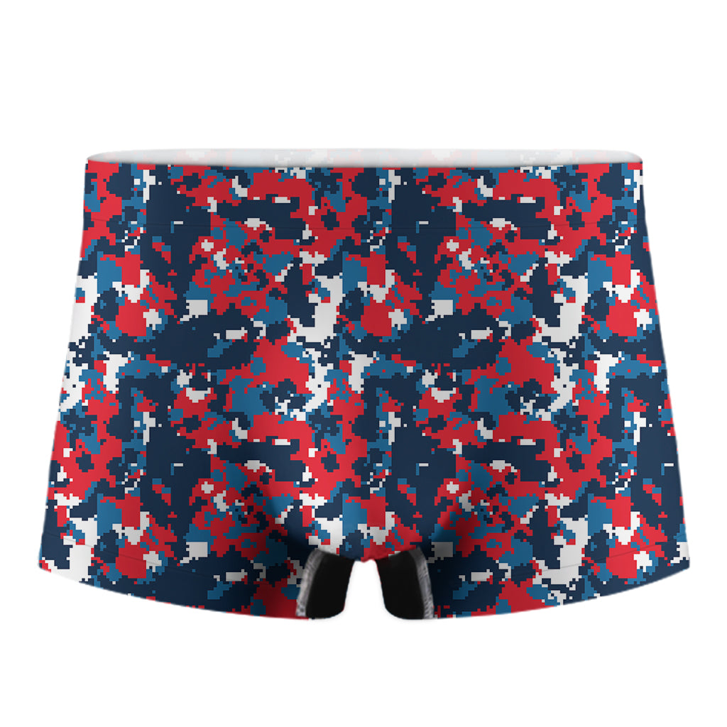 Blue Red And White Digital Camo Print Men's Boxer Briefs