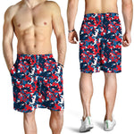 Blue Red And White Digital Camo Print Men's Shorts