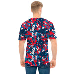 Blue Red And White Digital Camo Print Men's T-Shirt