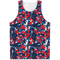 Blue Red And White Digital Camo Print Men's Tank Top