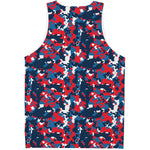 Blue Red And White Digital Camo Print Men's Tank Top