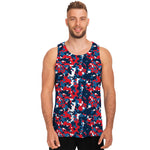 Blue Red And White Digital Camo Print Men's Tank Top