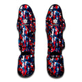 Blue Red And White Digital Camo Print Muay Thai Shin Guards