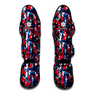 Blue Red And White Digital Camo Print Muay Thai Shin Guard