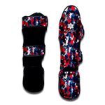 Blue Red And White Digital Camo Print Muay Thai Shin Guard