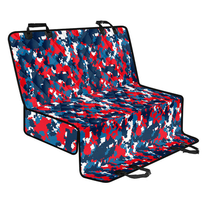 Blue Red And White Digital Camo Print Pet Car Back Seat Cover
