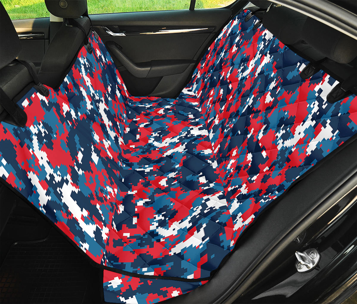 Blue Red And White Digital Camo Print Pet Car Back Seat Cover