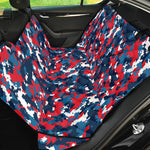 Blue Red And White Digital Camo Print Pet Car Back Seat Cover