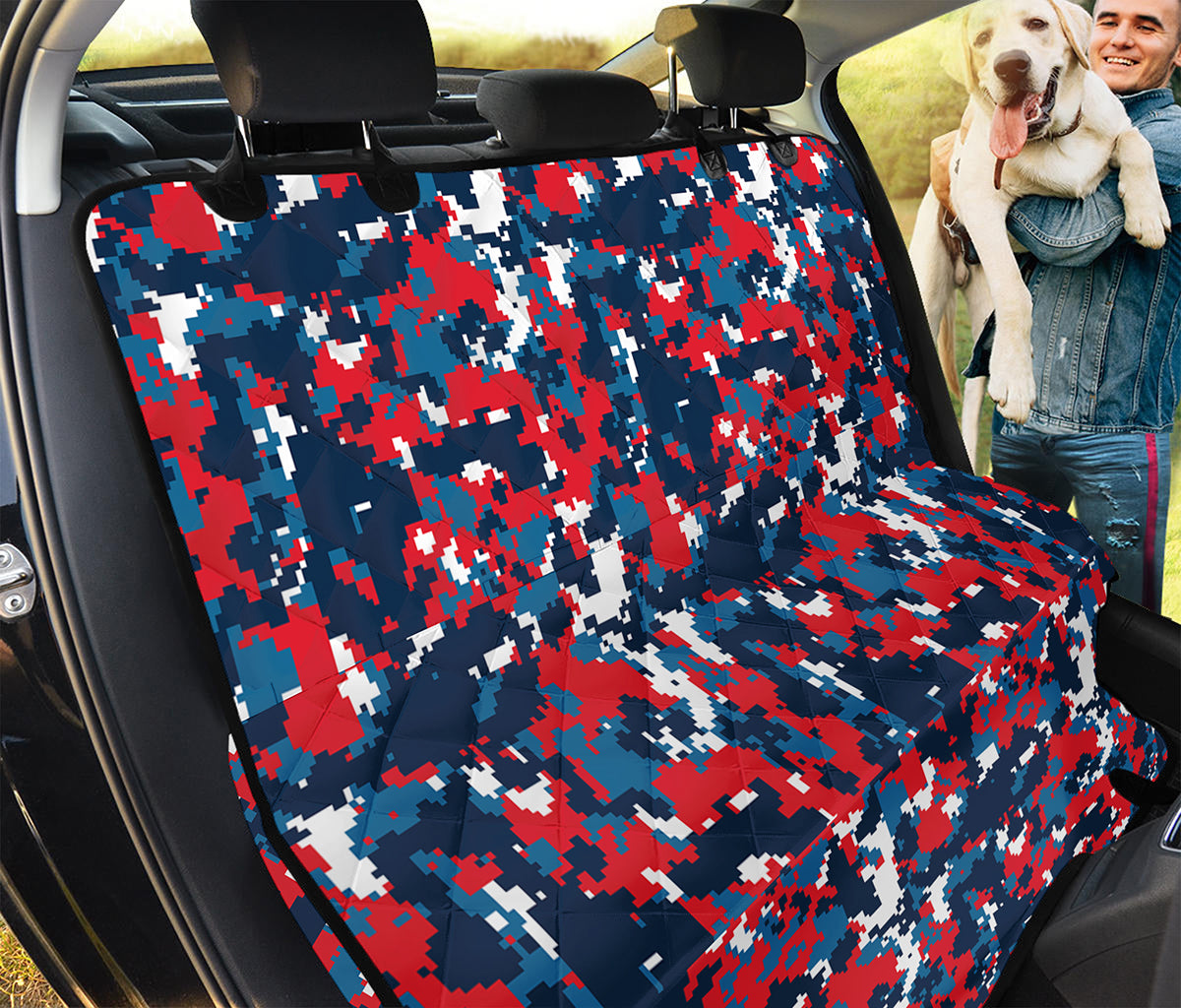 Blue Red And White Digital Camo Print Pet Car Back Seat Cover