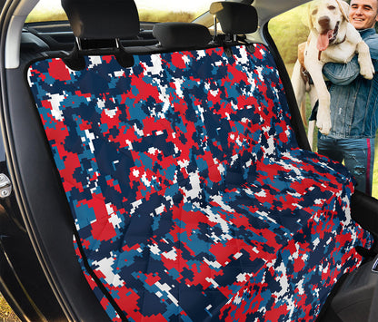 Blue Red And White Digital Camo Print Pet Car Back Seat Cover