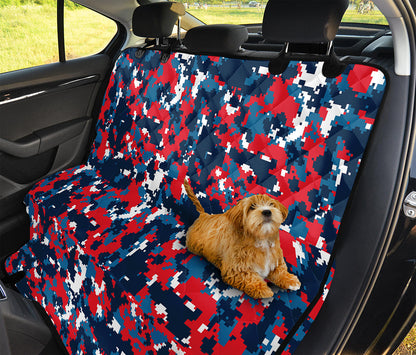 Blue Red And White Digital Camo Print Pet Car Back Seat Cover