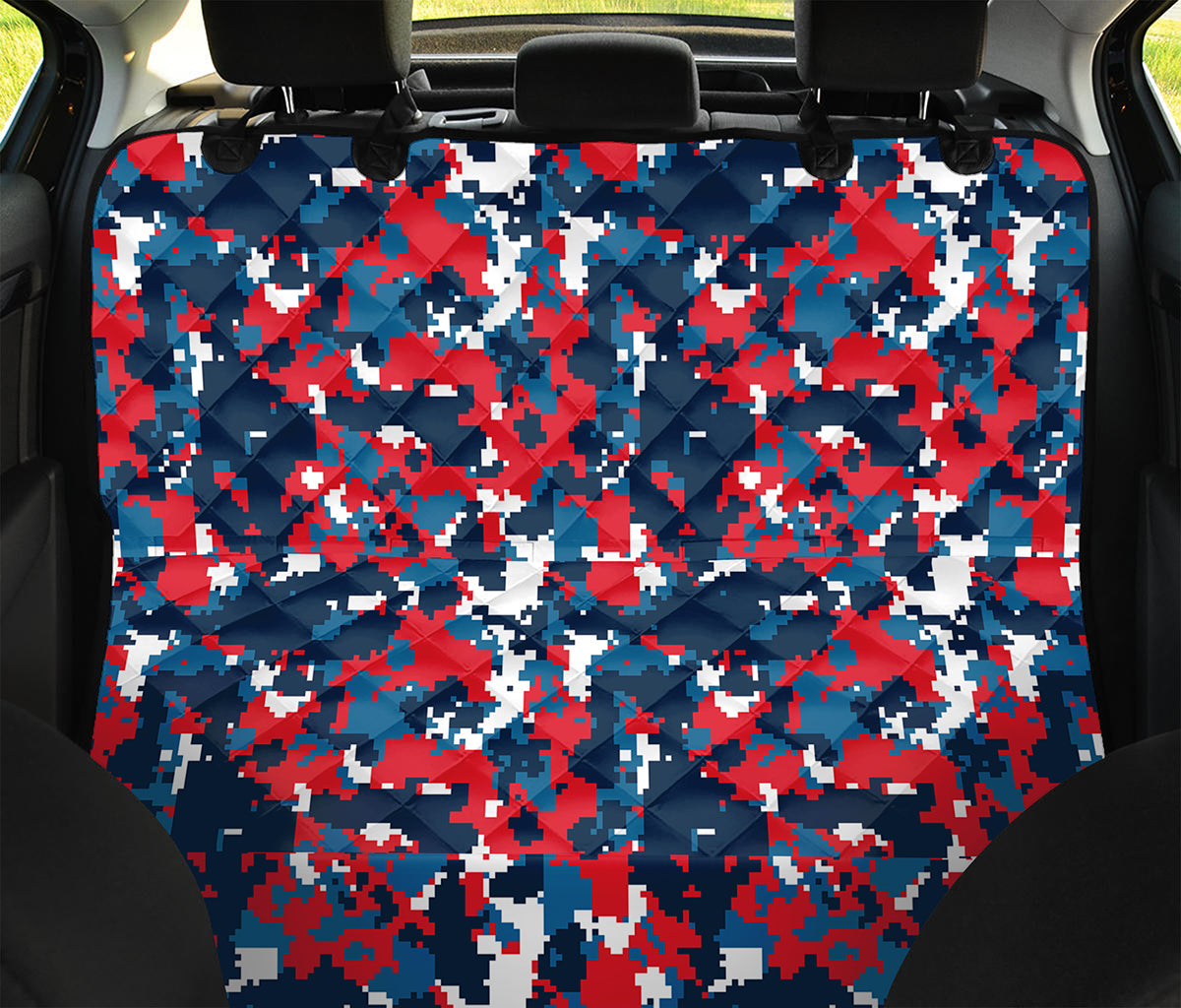 Blue Red And White Digital Camo Print Pet Car Back Seat Cover