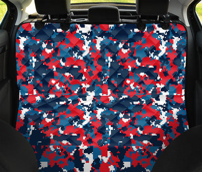Blue Red And White Digital Camo Print Pet Car Back Seat Cover