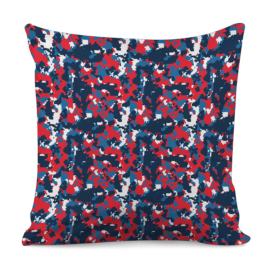 Blue Red And White Digital Camo Print Pillow Cover
