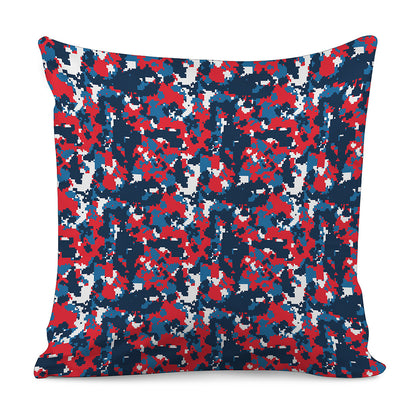 Blue Red And White Digital Camo Print Pillow Cover