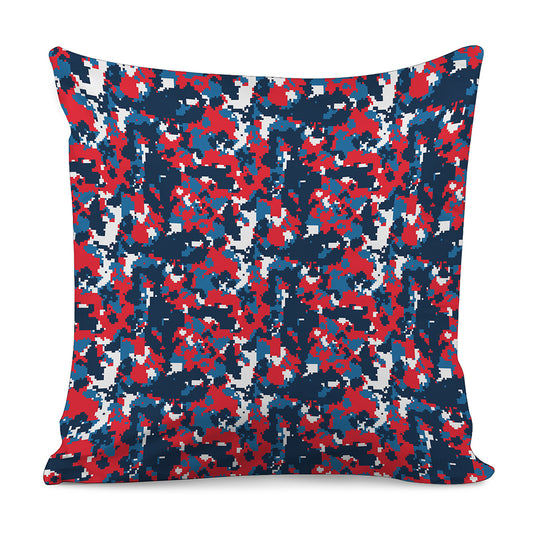 Blue Red And White Digital Camo Print Pillow Cover