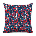 Blue Red And White Digital Camo Print Pillow Cover