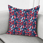 Blue Red And White Digital Camo Print Pillow Cover