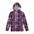 Blue Red And White Digital Camo Print Pullover Hoodie