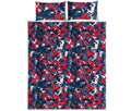 Blue Red And White Digital Camo Print Quilt Bed Set