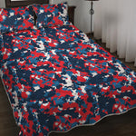 Blue Red And White Digital Camo Print Quilt Bed Set