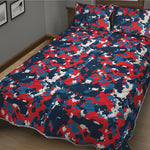 Blue Red And White Digital Camo Print Quilt Bed Set