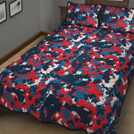 Blue Red And White Digital Camo Print Quilt Bed Set