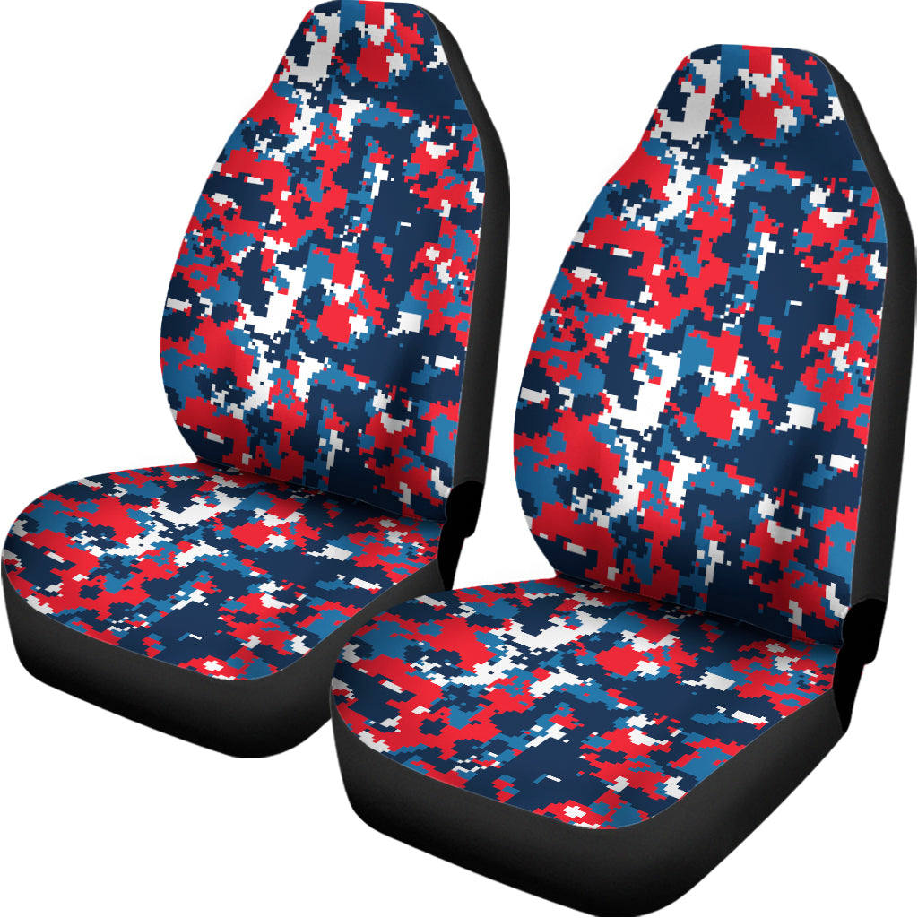 Blue Red And White Digital Camo Print Universal Fit Car Seat Covers