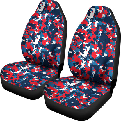 Blue Red And White Digital Camo Print Universal Fit Car Seat Covers