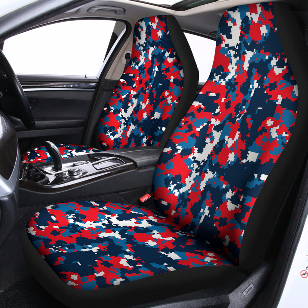 Blue Red And White Digital Camo Print Universal Fit Car Seat Covers