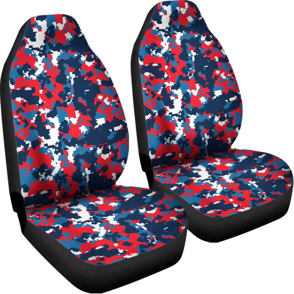 Blue Red And White Digital Camo Print Universal Fit Car Seat Covers