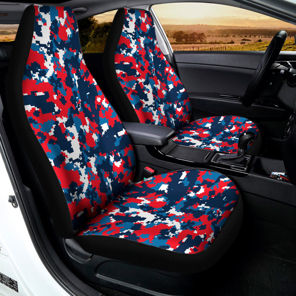 Blue Red And White Digital Camo Print Universal Fit Car Seat Covers