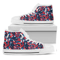 Blue Red And White Digital Camo Print White High Top Sneakers
