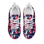 Blue Red And White Digital Camo Print White Sneakers