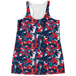 Blue Red And White Digital Camo Print Women's Racerback Tank Top