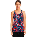 Blue Red And White Digital Camo Print Women's Racerback Tank Top