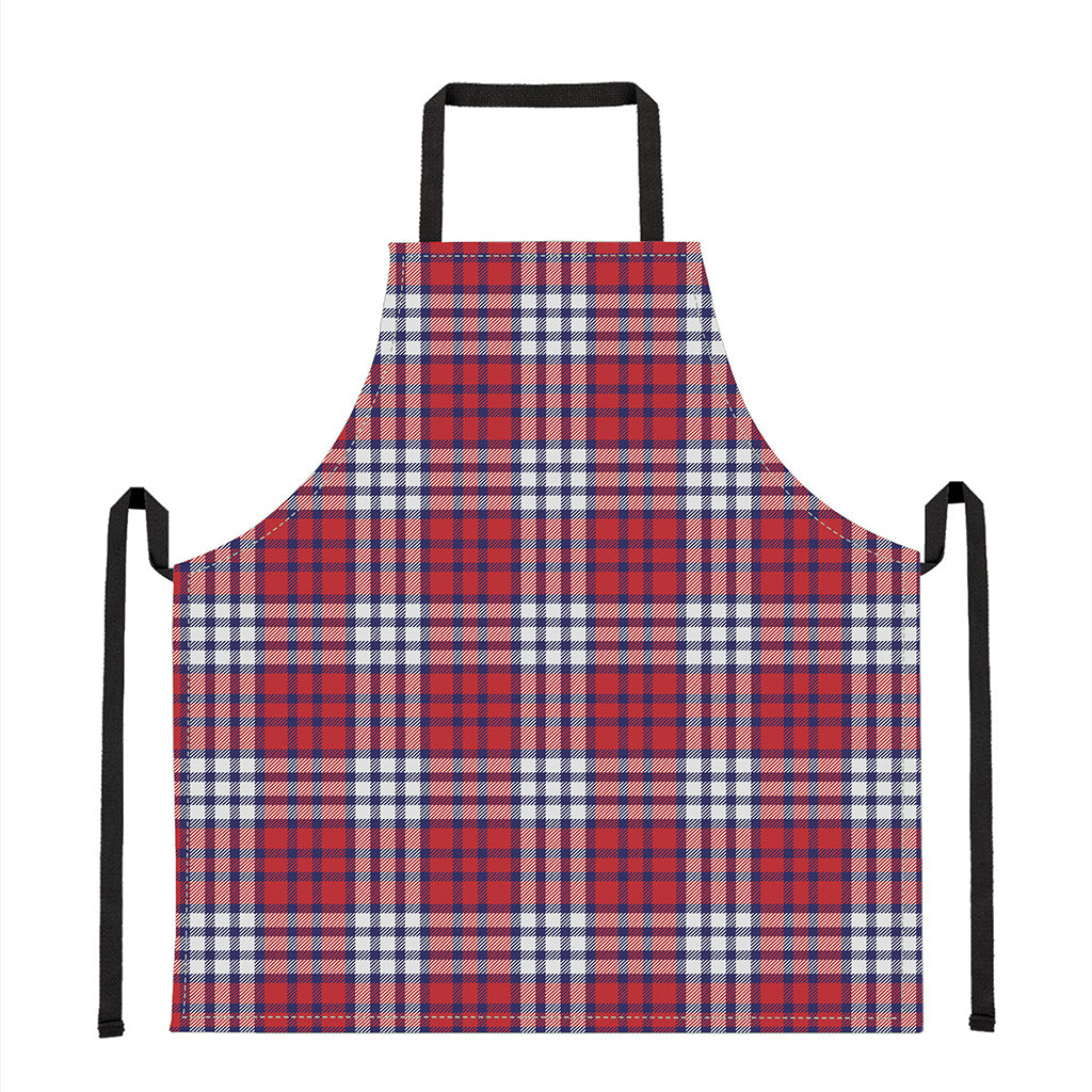 Blue Red And White USA Plaid Print Apron