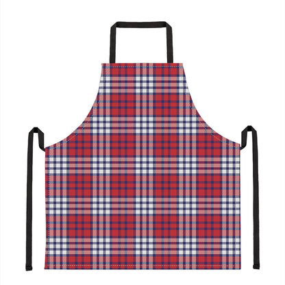 Blue Red And White USA Plaid Print Apron