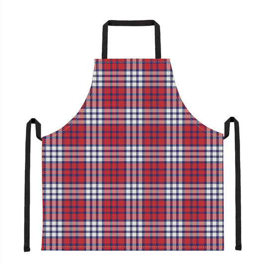 Blue Red And White USA Plaid Print Apron
