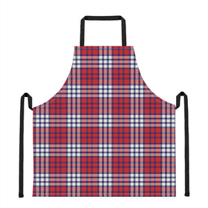 Blue Red And White USA Plaid Print Apron