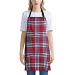 Blue Red And White USA Plaid Print Apron