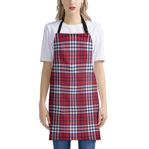 Blue Red And White USA Plaid Print Apron