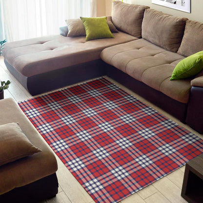 Blue Red And White USA Plaid Print Area Rug