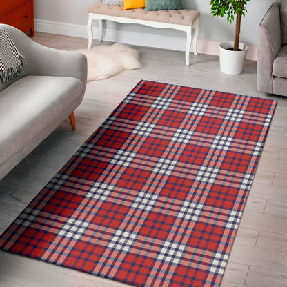 Blue Red And White USA Plaid Print Area Rug