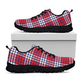 Blue Red And White USA Plaid Print Black Running Shoes