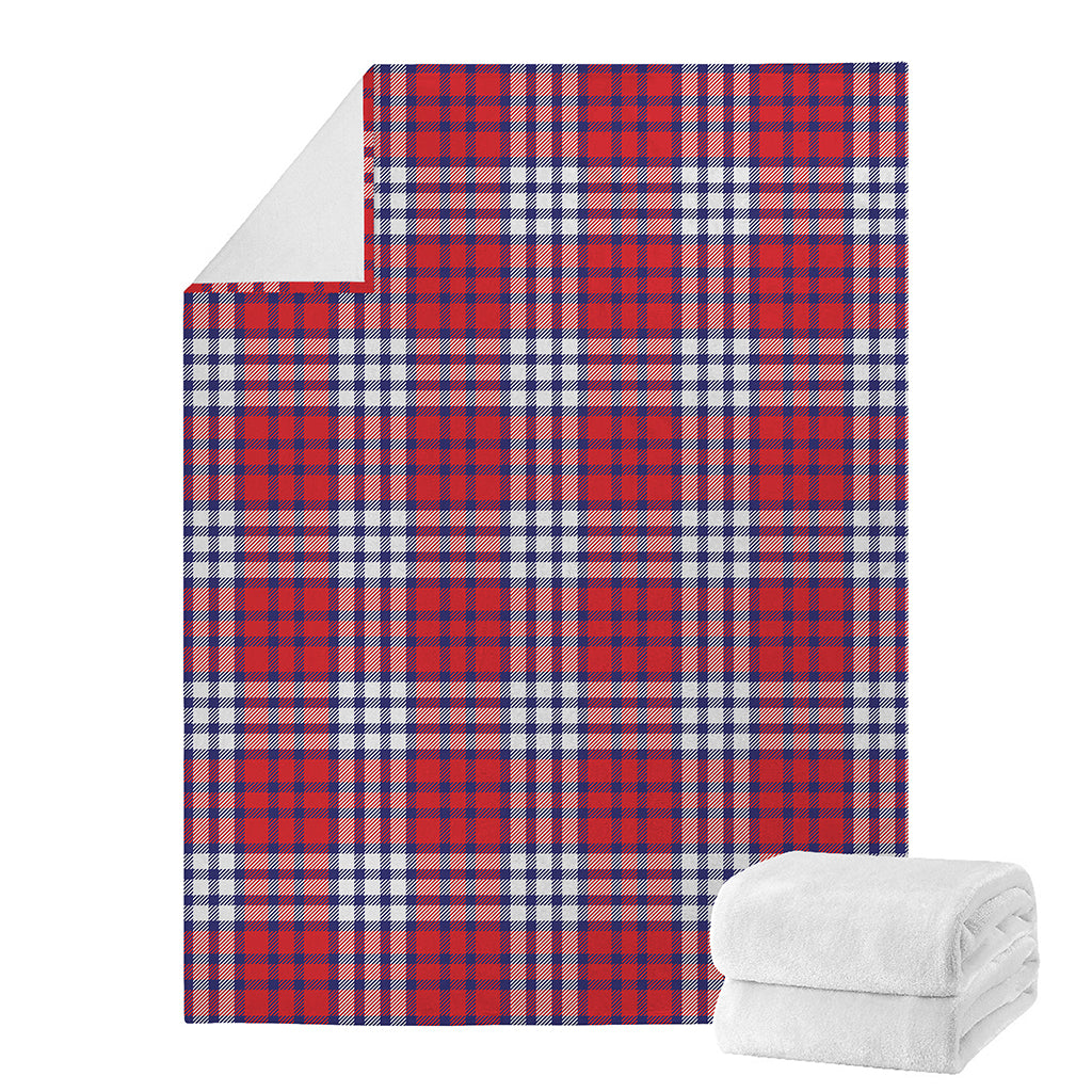Blue Red And White USA Plaid Print Blanket