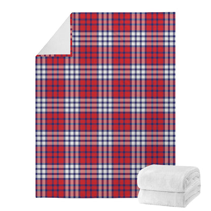 Blue Red And White USA Plaid Print Blanket