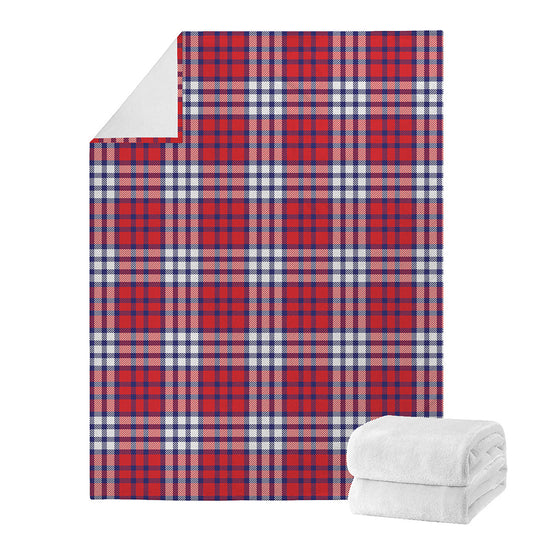 Blue Red And White USA Plaid Print Blanket