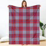 Blue Red And White USA Plaid Print Blanket